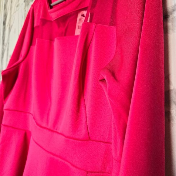 Lane Bryant Pink Mesh Cut Out Elbow Sleeve Dress 18/20P - Picture 2 of 10